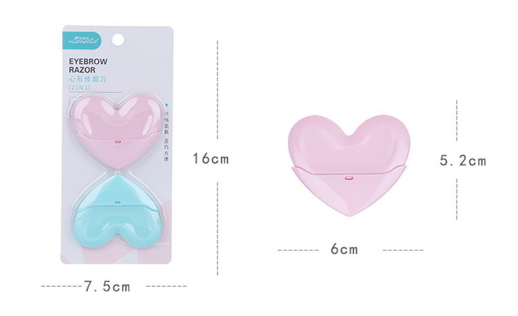 Heart shape OEM custom eyebrow hair shaper cosmetic makeup eyebrow razor trimmer A938