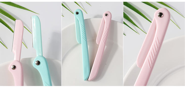 Factory wholesale 3 pcs mixed color safety plastic facial razor foldable trimmer eyebrow razor A0878