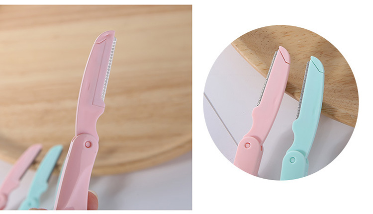 Lameila 3 in 1High quality plastic foldable facial stainless steel blade eyebrow razor set A0262