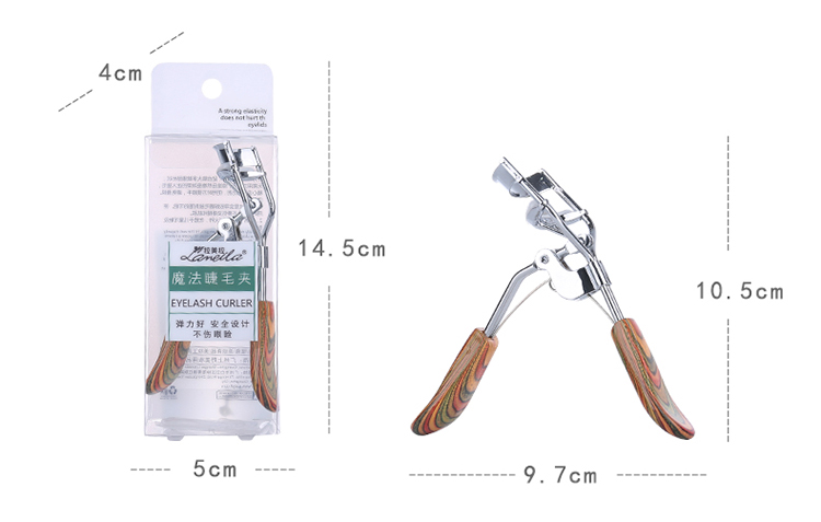 Lameila Private label wholesale eye makeup tools silver eyelash curler with wooden handle A313