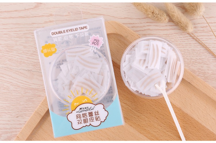 Lameila 150 pcs Mesh Shape Lace Double Eyelid Tape Invisible Double Eyelid Stickers With Case A880