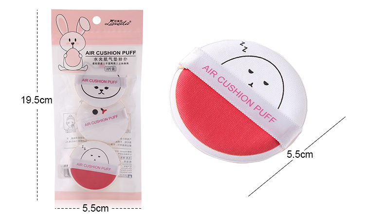 Lameila 3 pcs Beauty Makeup Puff Cute Pattern Round Foundation Custome Logo Air Cushion Puff A727