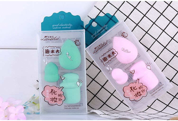 Lameila 3 pcs multi-shaped soft sponge for makeup private label reuseable elastic makeup sponge set A787