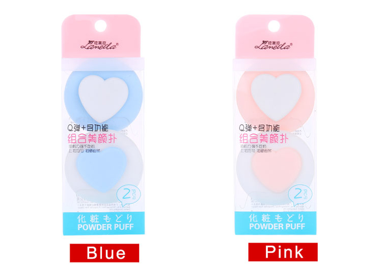 Lameila new design 2 in 1 cute heart shape beauty sponge puff foundation air cushion puff A79955