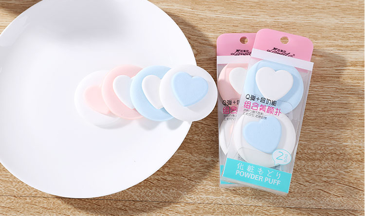 Lameila new design 2 in 1 cute heart shape beauty sponge puff foundation air cushion puff A79955