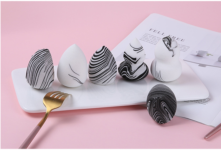 Lameila 6 PCS Latex Free Super Soft Different Shape Marble Pattern Cosmetic Makeup Sponge A80002