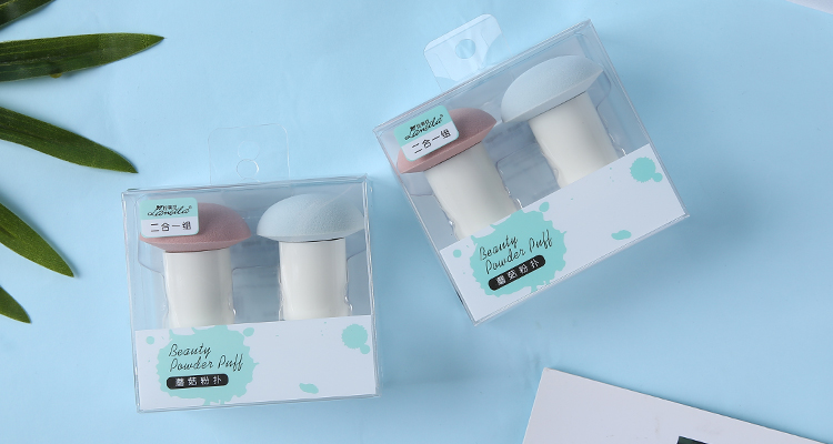 Mushroom-shaped Foundation 2pcs Powder Puff Packaging Cosmetic Makeup Pink Sponge Blender Egg SetA80103