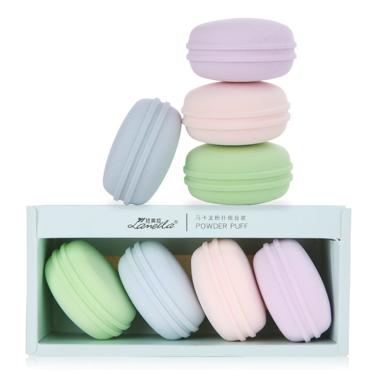 New arrival beauty tools macaron cosmetic makeup sponge blender set with ECO packaging A80141