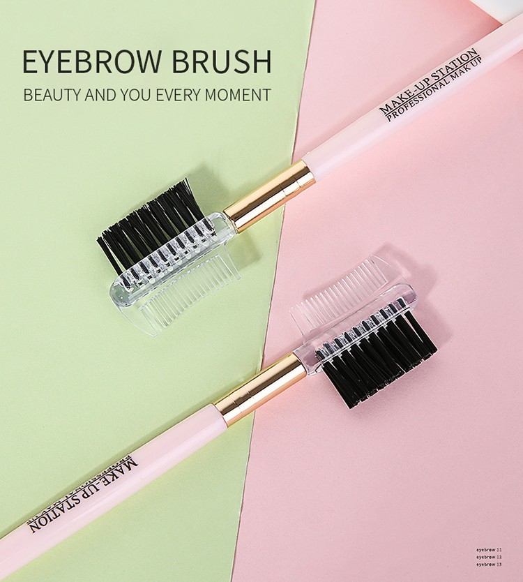Wholesale professional portable custom logo eyebrow brush comb plastic makeup brush
