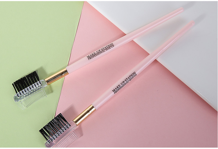 Wholesale professional portable custom logo eyebrow brush comb plastic makeup brush