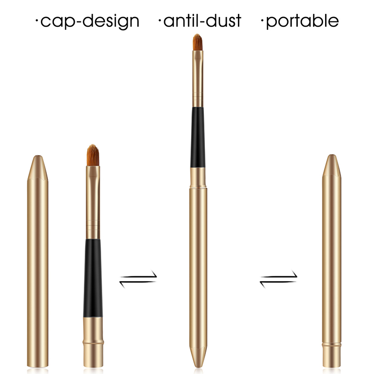 Private label professional makeup synthetic hair lip liner Brush retractable lip brush makeup brush with cover