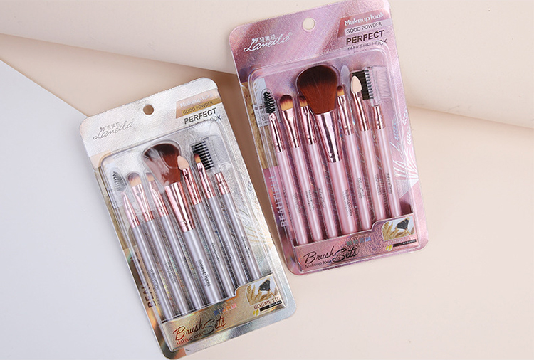 Lameila Eye Shadow Eyebrow Brush Multiple Function Combo Brush Set 7pcs Colorful Unique Soft Makeup Brushes L0960