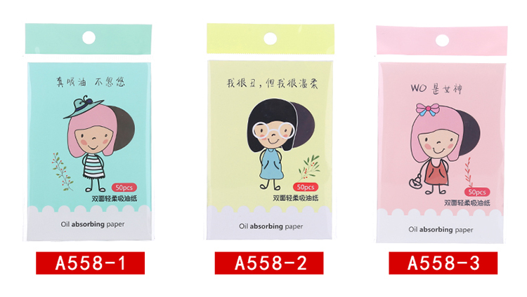 Refreshing Oil Control Makeup Portable 50pcs Absorbent Paper Facial Oil Blotting Paper A558