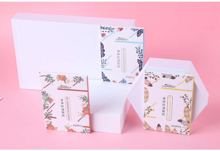 Lameila 100pcs cosmetic perfumed oil absorbing sheet colorful facial clean flax oil blotting paper A585