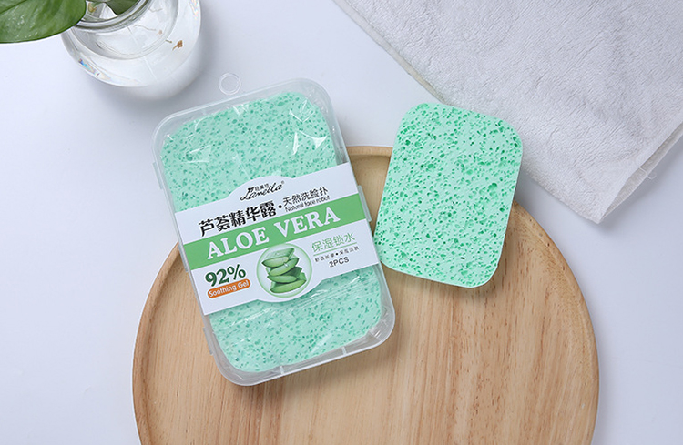 2pcs Wholesale spa supplies Aloe face sponges face cleaning washing puff facial cleansing sponges B2059