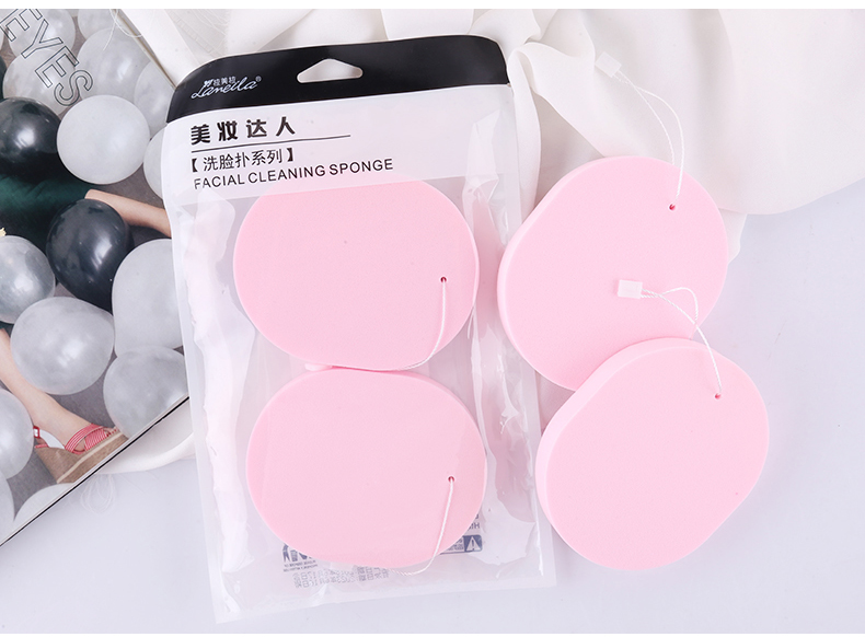 Lameila whoelsale 2 pcs makeup remover deeply 15T face cleansing sponge with rope SY-B2169