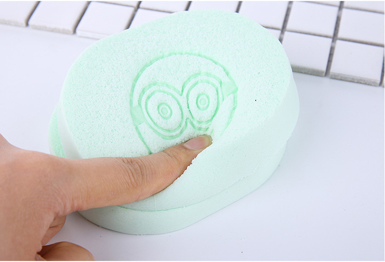Lameila smile carton printing face care cleaning puff 2 pcs green hight quality face cleaning sponge B2195