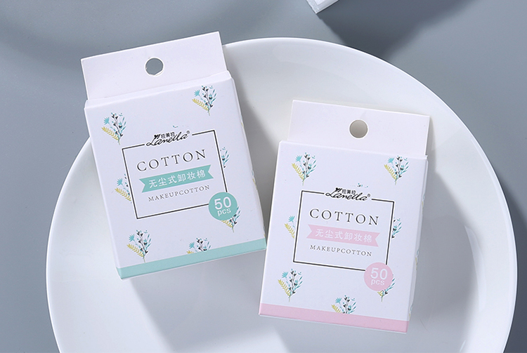 Factory Custom Packaging Logo 50pcs Private Label Makeup Remover Pad Disposable OEM Cotton Pads B0107