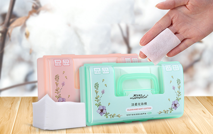 500 pcs Non-woven cotton pad,Private Label thin nail remover pad,Portable Disposable makeup remover cotton B154