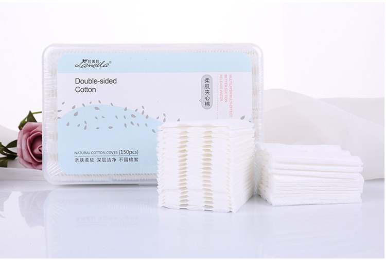 150pcs Disposable Cosmetic Organic Cotton Pad Square Washable Makeup Pad Face Deep Clean Pad B195