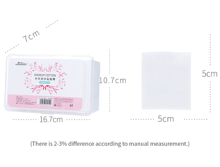 1000pcs Private Label Disposable Make up Remover Pads Face Cleansing Cotton Pads B204