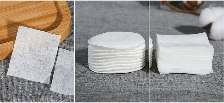 Wholesale organic cosmetic cotton pads efficient makeup remover 50 pieces round pads and 500piece rectangle pads