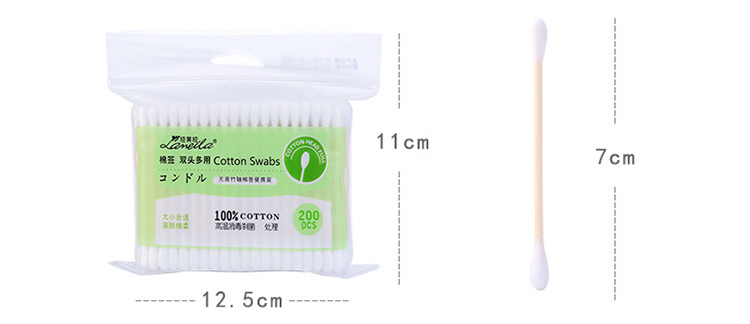 Wholesale makeup bamboo stick round double tips cotton buds cotton swabs