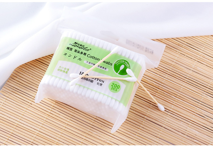 Wholesale makeup bamboo stick round double tips cotton buds cotton swabs