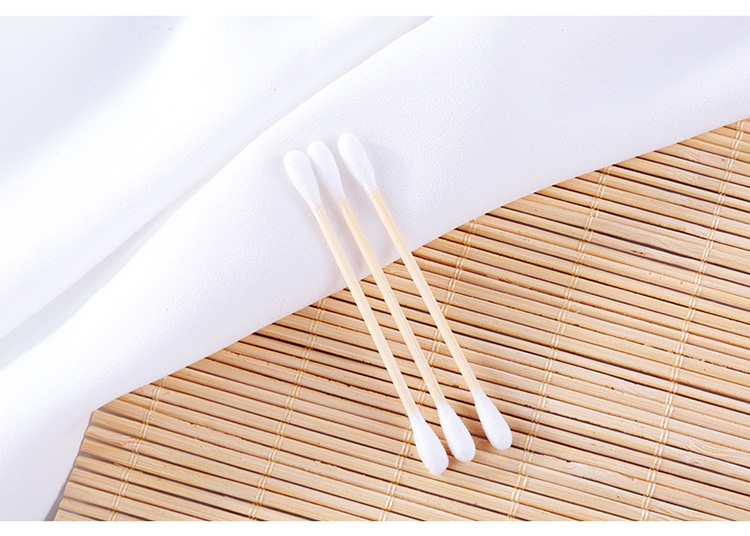 Wholesale makeup bamboo stick round double tips cotton buds cotton swabs