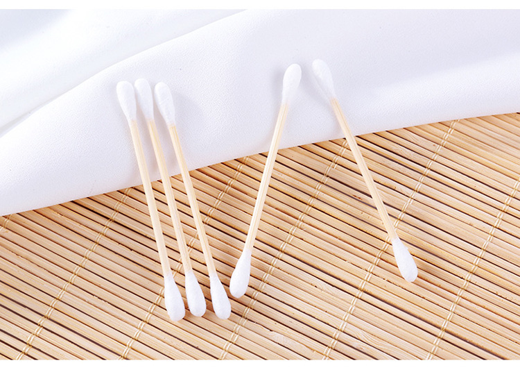 Wholesale makeup bamboo stick round double tips cotton buds cotton swabs