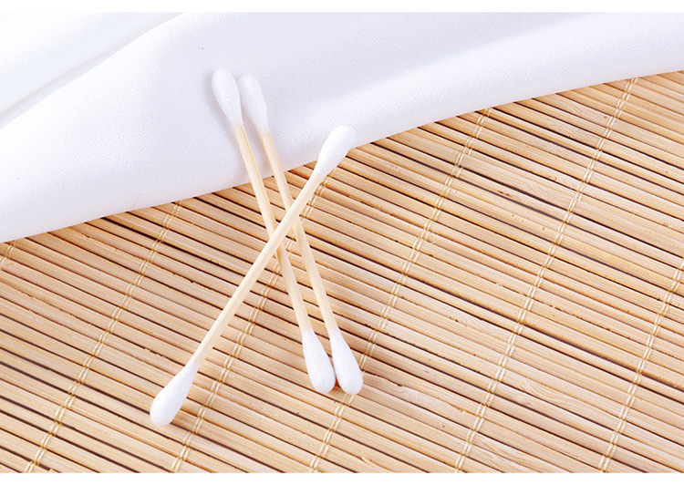 Wholesale makeup bamboo stick round double tips cotton buds cotton swabs