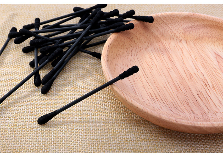 Bamboo charcoal paper shaft spiral round head cotton swabs 200 non-woven nursing swabs disposable ear cleaning sticks