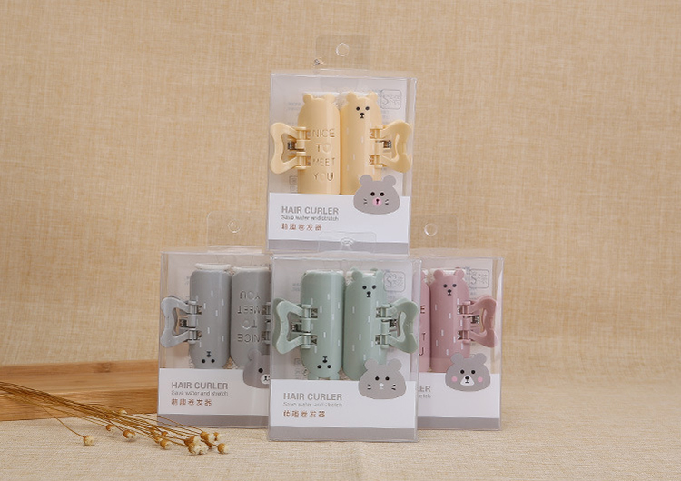 2pcs Wholesale hair roller bear cartoon cute plastic cosmetic hair roller curler C260