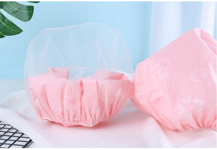 Lameila smokeproof hood waterproof bath cap thicken mesh PE washable women large waterproof shower cap C0822