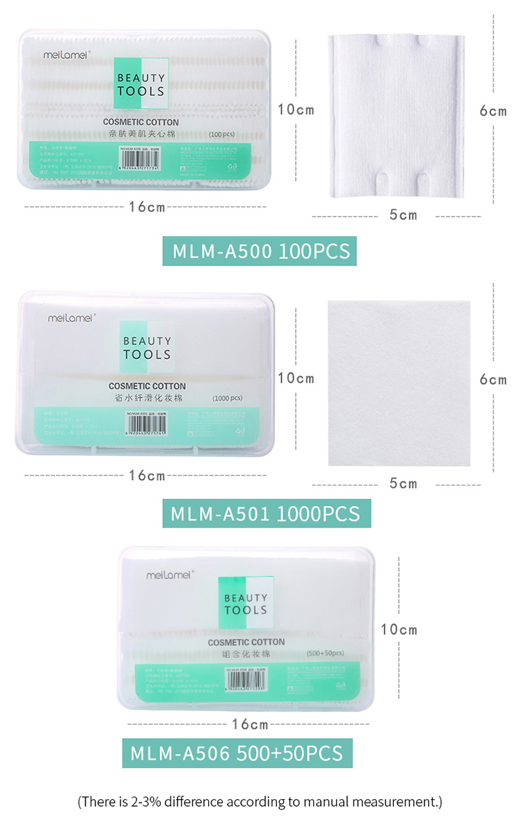 Meilamei 100pcs Cotton_pads Makeup Remover Disposable Cosmetic Cotton Pads For Face MLM-A500/A501/506