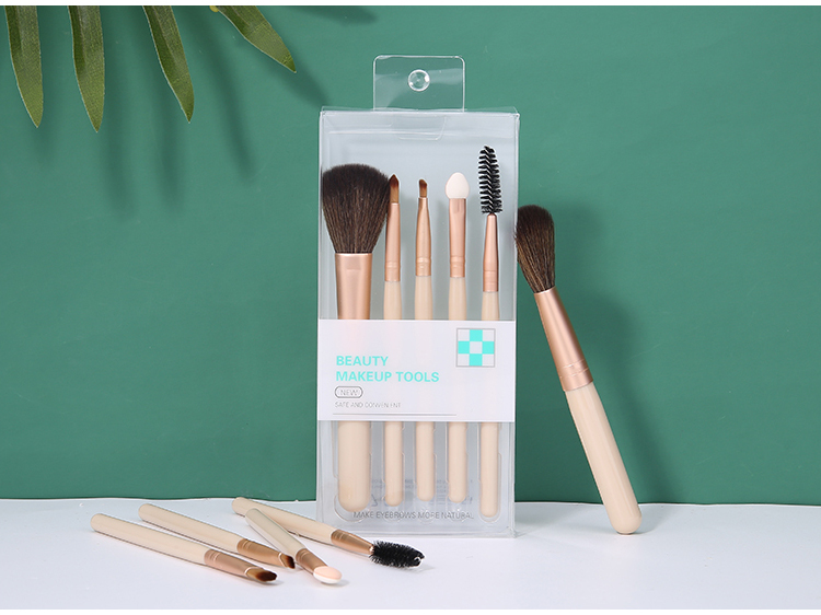 Silubi Cosmetic Brushes Vegan Cruelty Free 5pcs Custom Logo Blush Eyeshadow Lip Brow Brush Foundation Makeup Brush Set SLB-H002