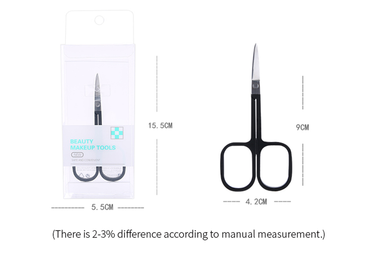 Silubi High Quality OEM Beauty Eyebrows Makeup Tool Black Stainless Steel Eyebrow Scissors SLB-M001