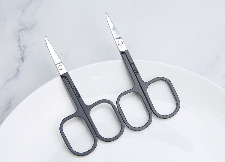 Silubi High Quality OEM Beauty Eyebrows Makeup Tool Black Stainless Steel Eyebrow Scissors SLB-M001