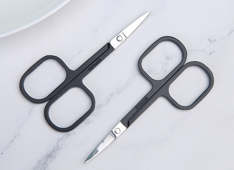 Silubi High Quality OEM Beauty Eyebrows Makeup Tool Black Stainless Steel Eyebrow Scissors SLB-M001