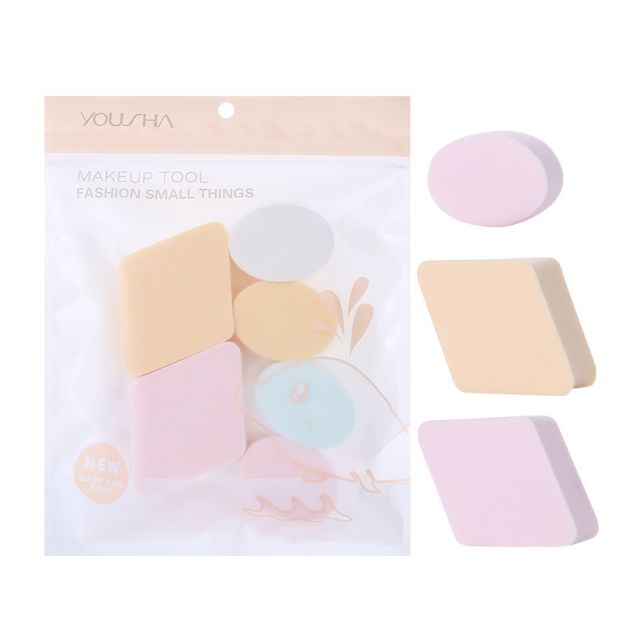 Foundation blender 6 pcs make up sponge puff set cosmetic skin colour dry wet microfiber makeup sponge powder puff YF103