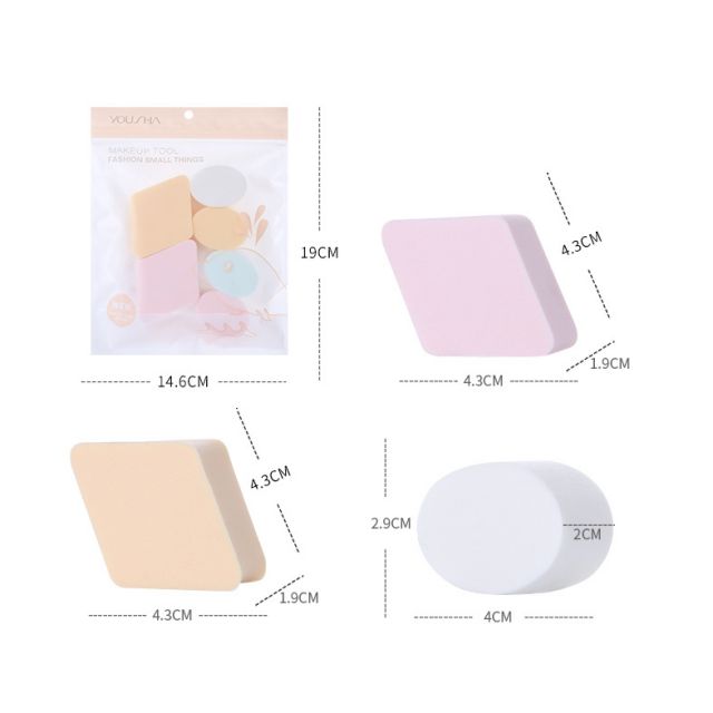 Foundation blender 6 pcs make up sponge puff set cosmetic skin colour dry wet microfiber makeup sponge powder puff YF103