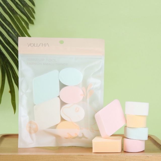 Foundation blender 6 pcs make up sponge puff set cosmetic skin colour dry wet microfiber makeup sponge powder puff YF103