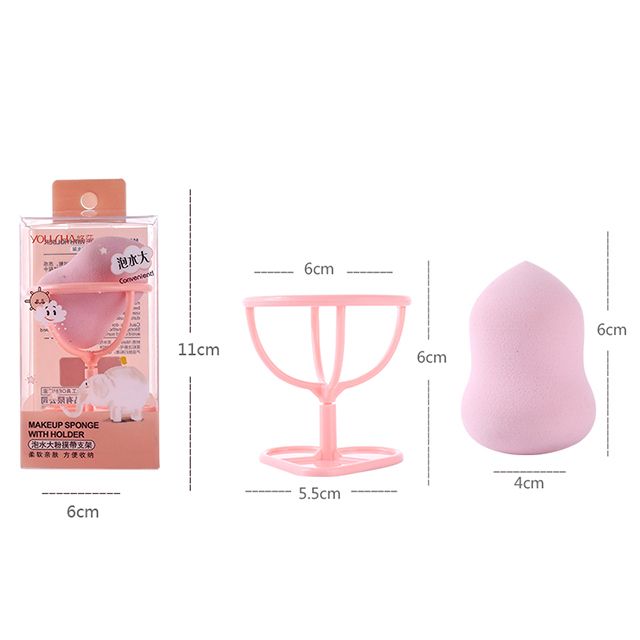 Yousha make up sponge blender pvc box wholesale foundation dry wet big soft makeup sponge with holder YF125