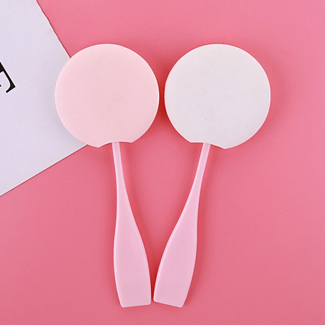 Professional Private Label latex free pink face makeup cream round sponge cosmetic makeup powder puffs with handle