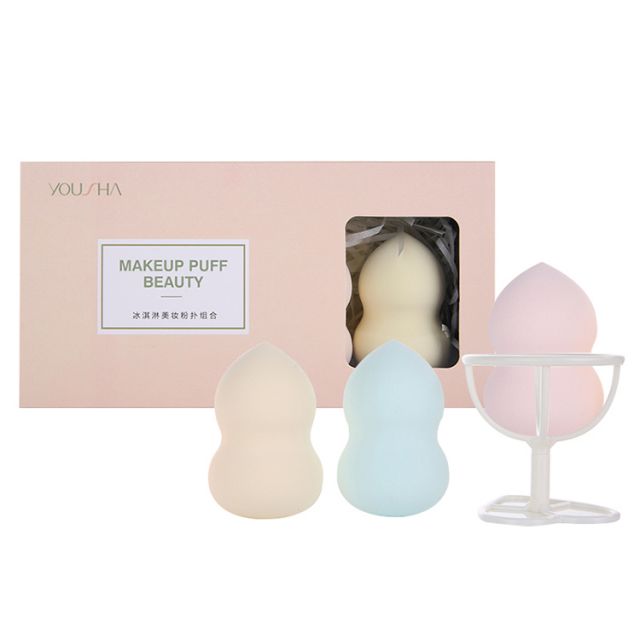 Yousha private label makeup sponge blender foundation powder puff makeup sponge holder sets travel case soft cosmetic YF195