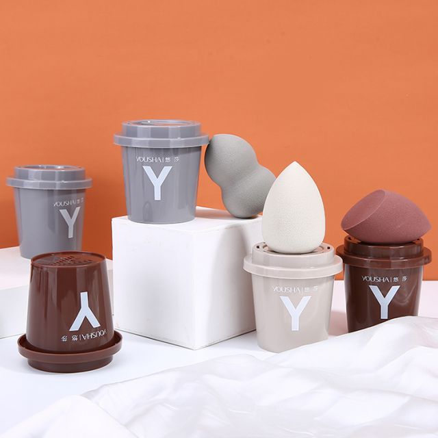 Yousha 3 In 1 Soft Different Shape Wet And Dry Dual Use Powder Puff Makeup Sponge Blender Set With Cap Case Storage Box Yf207