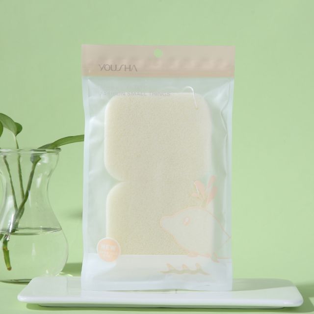 Yousha face washing sponges 2pcs square shape white beauty skin care hydrophilic polyurethane soft facial cleansing sponge YB086