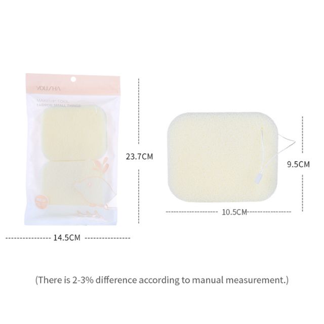 Yousha face washing sponges 2pcs square shape white beauty skin care hydrophilic polyurethane soft facial cleansing sponge YB086