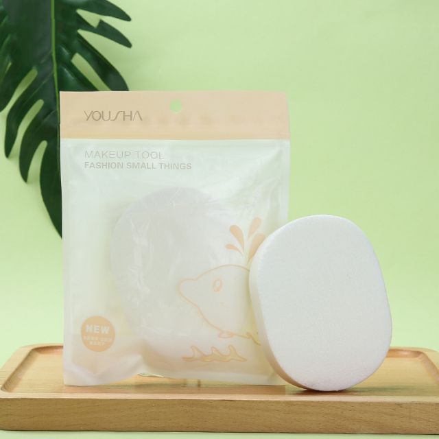 Yousha White Oval Face Clean Sponges Cosmetic Natural Makeup Remover Face Cleansing Sponge YB084