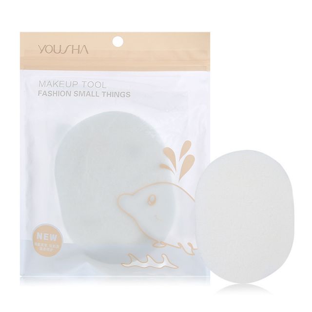 Yousha White Oval Face Clean Sponges Cosmetic Natural Makeup Remover Face Cleansing Sponge YB084
